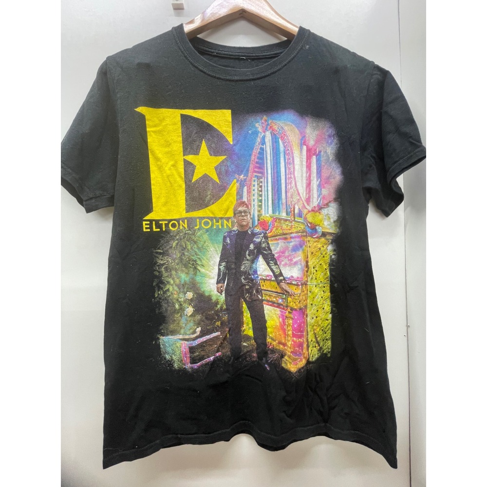 Elton John Farewell Yellow Brick Road 2018 Tour T-Shirt Black Mens Medium